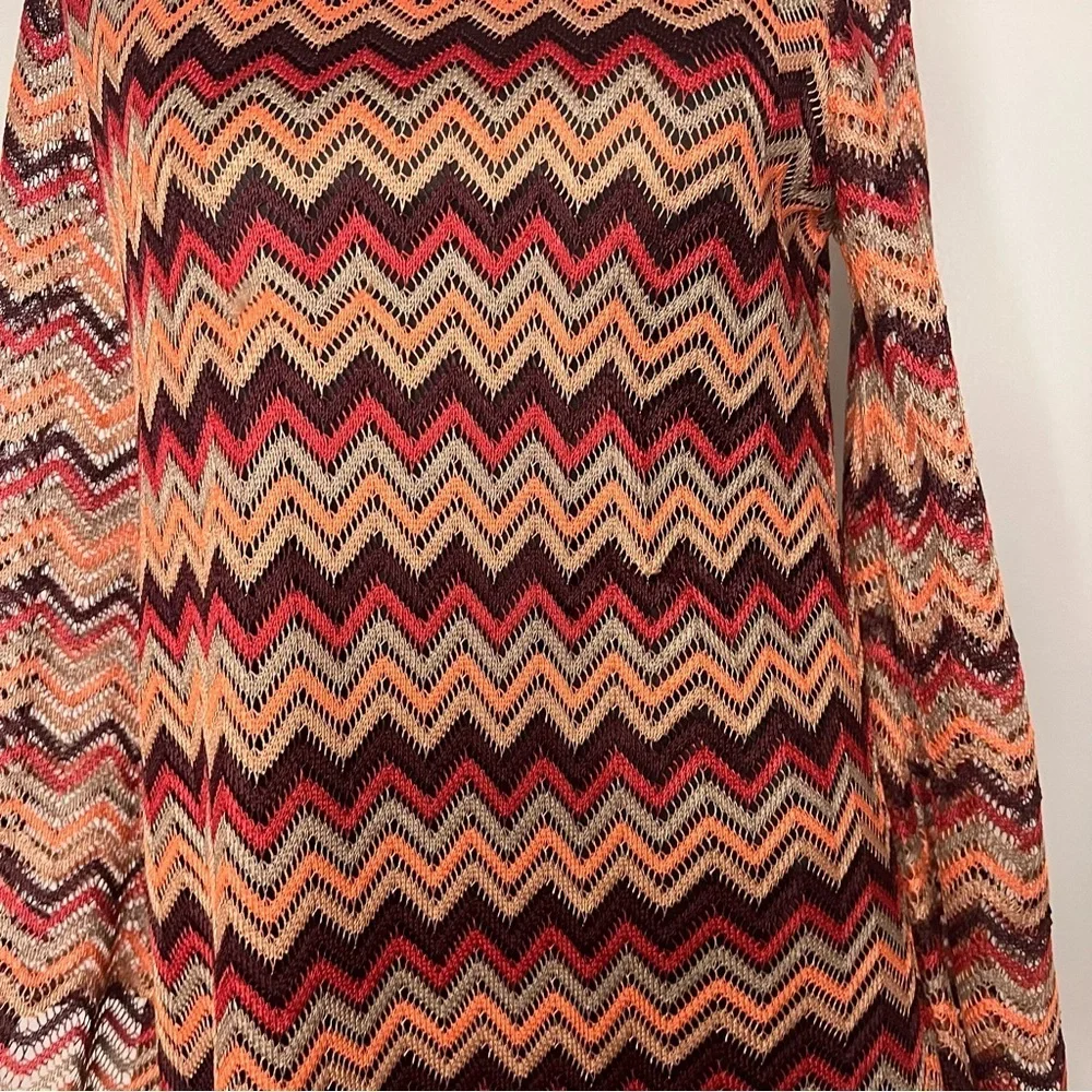 Women's Bell Sleeve Chevron Mod‎ Dress Size Small Boho Vintage Inspired Twiggy